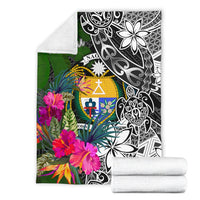 Nauru Premium Blanket - Turtle Plumeria Banana Leaf Crest - Polynesian Pride