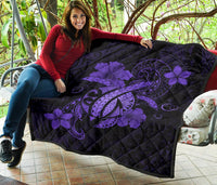 Hawaii Turtle Flower Polynesian Premium Quilt - Purple - Polynesian Pride