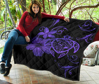 Hawaii Turtle Hibiscus Premium Quilt Purple - Polynesian Pride
