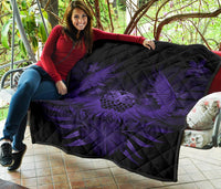 Hawaii Owl Hibiscus Plumeria Premium Quilt - Purple - Polynesian Pride
