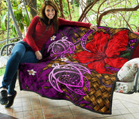 Hawaii Lauhala Hibiscus Polynesian Tropical Pink Premium Quilt - Wake Style - AH - Polynesian Pride