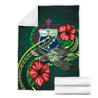 Samoa Polynesian Premium Blanket - Green Turtle Hibiscus - Polynesian Pride