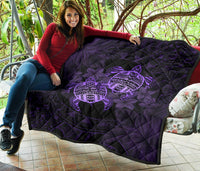 Hawaii Premium Quilt - Turtle Strong Pattern Hibiscus Plumeria Violet AH - Polynesian Pride