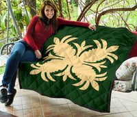 Hawaiian Premium Quilt Royal Pattern - Green - A2 Style - Polynesian Pride