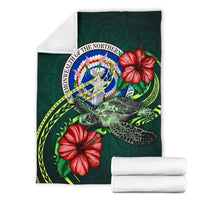 Northern Mariana Islands Polynesian Premium Blanket - Green Turtle Hibiscus - Polynesian Pride