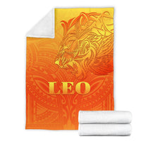 Sun In Leo Zodiac Premium Blanket Polynesian Tattoo Simple - Orange - Polynesian Pride