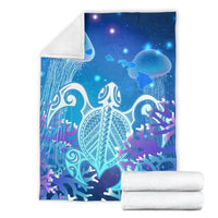 Hawaii Turtle Jellyfish Coral Galaxy Premium Blankets - Polynesian Pride