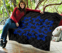 Hawaiian Premium Quilt Royal Pattern - Black And Blue - A1 Style - Polynesian Pride