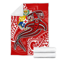 Tonga Premium Blanket - Red Shark Polynesian Tattoo - Polynesian Pride