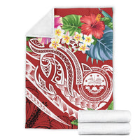 FSM Polynesian Premium Blanket - Summer Plumeria (Red) - Polynesian Pride