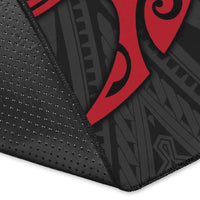 Tahiti Polynesian Area Rug - Hibiscus and Sea Turtle (Red) - Polynesian Pride