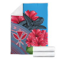 Hawaii Turtle Hibiscus Kanaka Pink Style - Premium Blanket AH White - Polynesian Pride