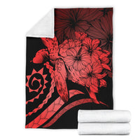 Hawaii Turtle Hibiscus Polynesian Vintage Premium Blanket - Red - Polynesian Pride