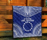 Cook Islands Premium Quilt - Cook Islands Flag Polynesian Chief Blue Version - Polynesian Pride