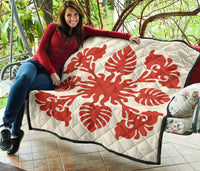 Hawaiian Kalo Pattern Premium Quilt - Green - Argu Style - AH - Polynesian Pride