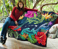Hawaii Shark Tropical Color Premium Quilt - Polynesian Pride