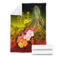 Samoa Premium Blanket - Humpback Whale with Tropical Flowers (Yellow) - Polynesian Pride