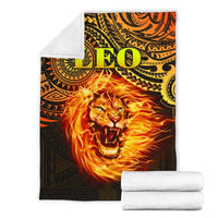 Sun In Leo Zodiac Premium Blanket Polynesian Tattoo Unique Vibes - Polynesian Pride