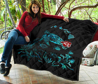Hawaii Ohana Honu Paua Shell Premium Quilt - Polynesian Pride