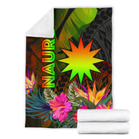 Nauru Polynesian Premium Blanket - Hibiscus and Banana Leaves - Polynesian Pride