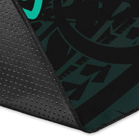 Kanaka Map Hibiscus Plumeria Turtle Art Polynesian Area Rug Turquoise AH - Polynesian Pride