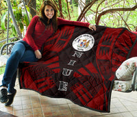 Niue Premium Quilt - Niue Seal Polynesian Red Tattoo - Polynesian Pride