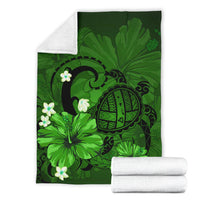 Hawaii Turtle Poly Tribal Green Premium Blanket - Polynesian Pride
