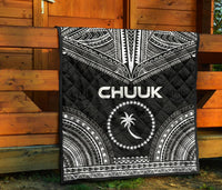 Chuuk Premium Quilt - Chuuk Flag Polynesian Chief Black Version - Polynesian Pride