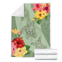 Hawaii Turtle Hibiscus Premium Blanket - Tink Style - Polynesian Pride