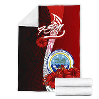 Federated States Of Micronesia Premium Blanket - Coat Of Arm With Hibiscus - Polynesian Pride