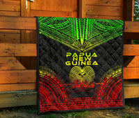 Papua New Guinea Premium Quilt - Papua New Guinea Coat Of Arms Polynesian Chief Reggae Version - Polynesian Pride