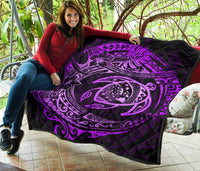 Hawaiian Turtle Polynesian Purple Premium Quilt - Polynesian Pride