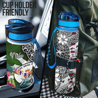 Niue Hydro Tracking Bottle White - Turtle Plumeria Banana Leaf - Polynesian Pride