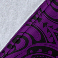 Aotearoa Maori Premium Blanket Silver Fern Koru Vibes Purple - Polynesian Pride