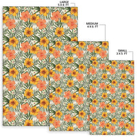 Tropical Flowers Hibiscus Pink Yellow Rug - Polynesian Pride