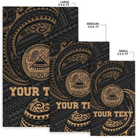 American Samoa Polynesian Custom Personalised Area Rug - Gold Tribal Wave - Polynesian Pride