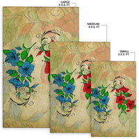 Hibibus Blue And Red Area Rug AH - Polynesian Pride