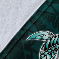 Polynesian Premium Blanket Turtle And Hibiscus Turquoise - Polynesian Pride
