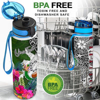 Pohnpei Custom Personalised Hydro Tracking Bottle White - Turtle Plumeria Banana Leaf - Polynesian Pride