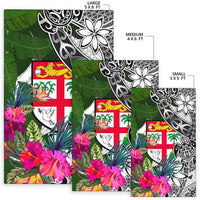 Fiji Area Rug White - Turtle Plumeria Banana Leaf - Polynesian Pride