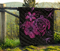 Hawaii Turtle Hibiscus Premium Quilt Pink - Polynesian Pride