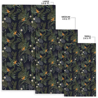 Tropical Leaves And Flowers In The Night Style Rug - Polynesian Pride