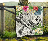 Papua New Guinea Polynesian Premium Quilt - Summer Plumeria (White) - Polynesian Pride