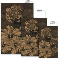 Hawaiian Map Hibiscus Flowers Vintage Polynesian Rug AH - Polynesian Pride