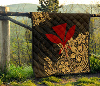 Hawaii Premium Quilt - Red Kanaka Maoli & Yellow Hibiscus Style - Polynesian Pride