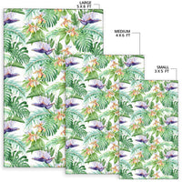 Tropical Orange Orchids Strelitzia Monstera Rug - Polynesian Pride