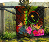 Chuuk Polynesian Premium Quilt - Hibiscus and Banana Leaves - Polynesian Pride