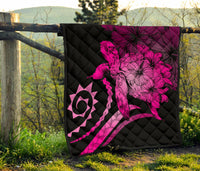 Hawaii Turtle Hibiscus Polynesian Vintage Premium Quilt - Pink - Polynesian Pride