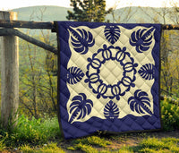 Hawaiian Turtle Coconut Pattern Premium Quilt - Blue - Argu Style - AH - Polynesian Pride