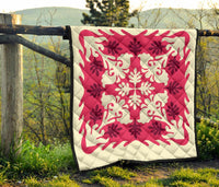 Hawaiian Tropical Pattern Premium Quilt - Pink - Argu Style - AH - Polynesian Pride